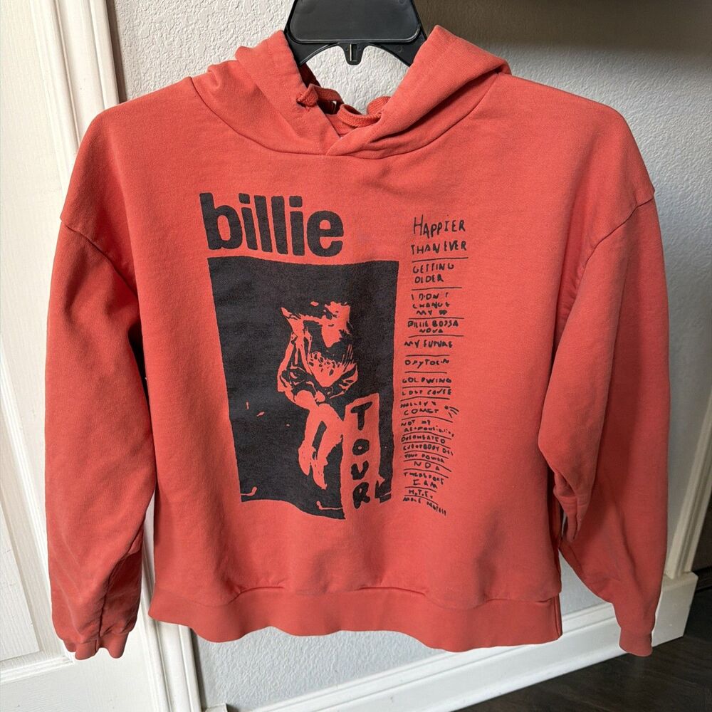 Billie Eilish 2022 Happier Than Ever Tour Large Hoodie Sweatshirt Orange